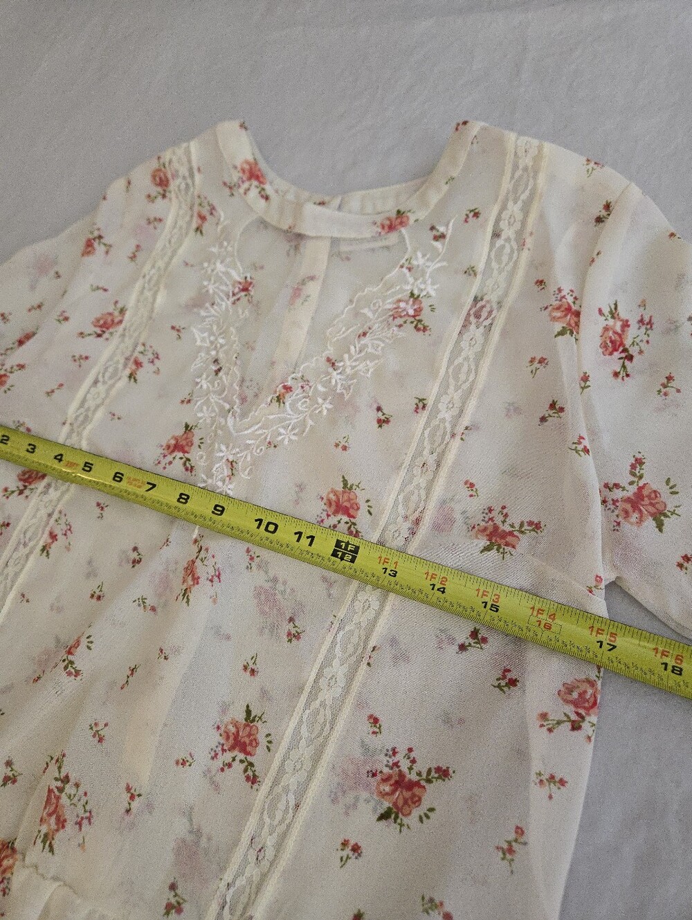 Anthropologie Pins & Needles Cream Floral Peasant Blouse EB4 - Picture 5 of 8